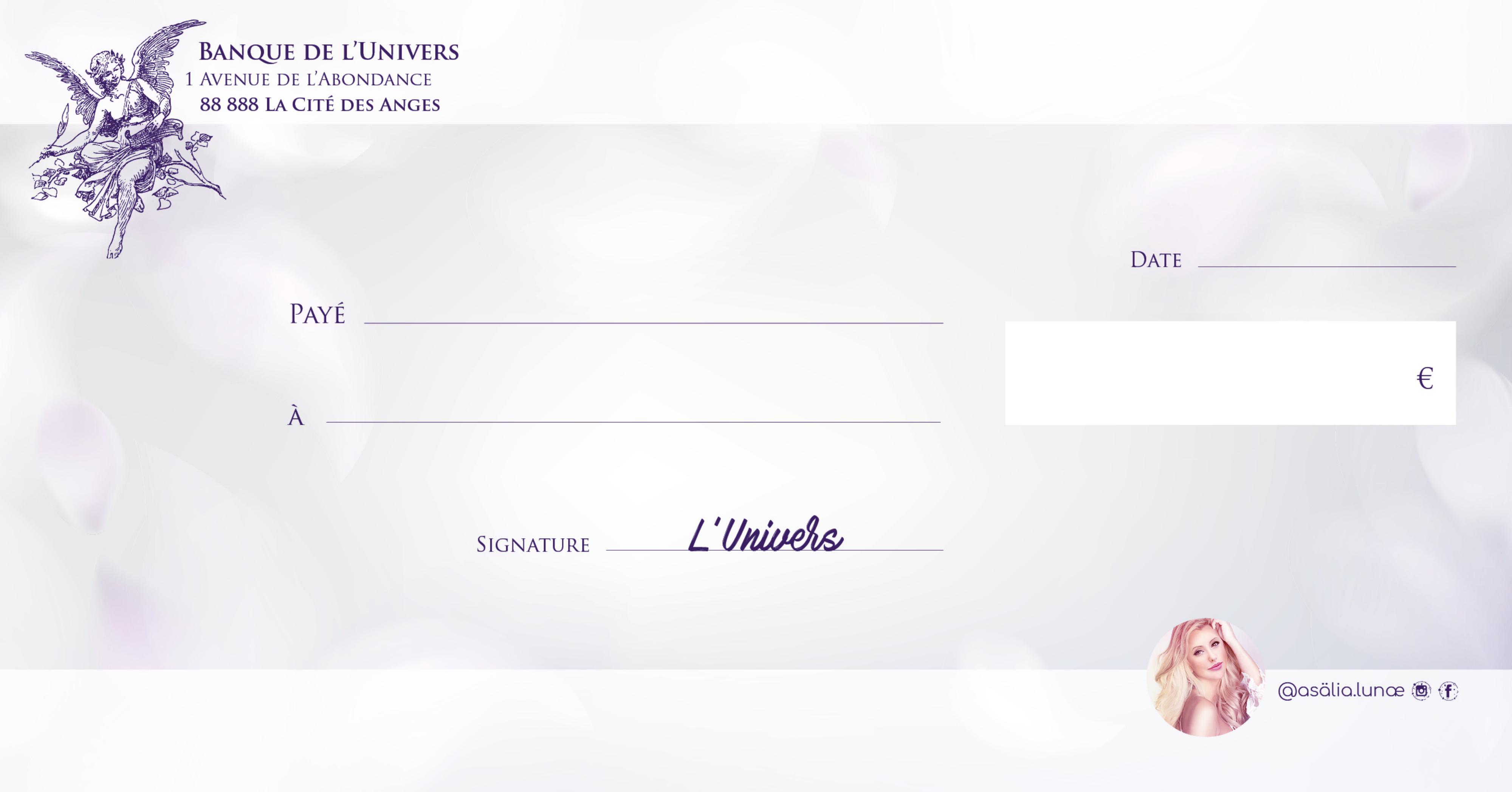 Imprimez votre Chèque d'Abondance pour la Nouvelle Lune